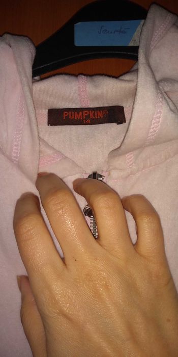 Hanorac dama catifelat Pumpkin UK ,roz ,gluga & buzunare , M