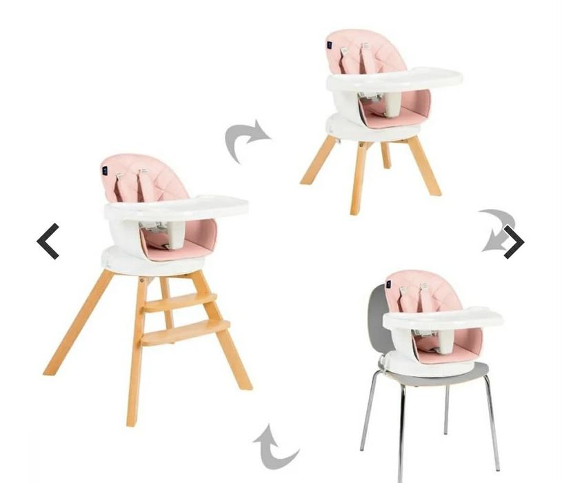 Scaun de masa 3 in 1 Juju Eat&Twist, rotativ 360 grade, Roz