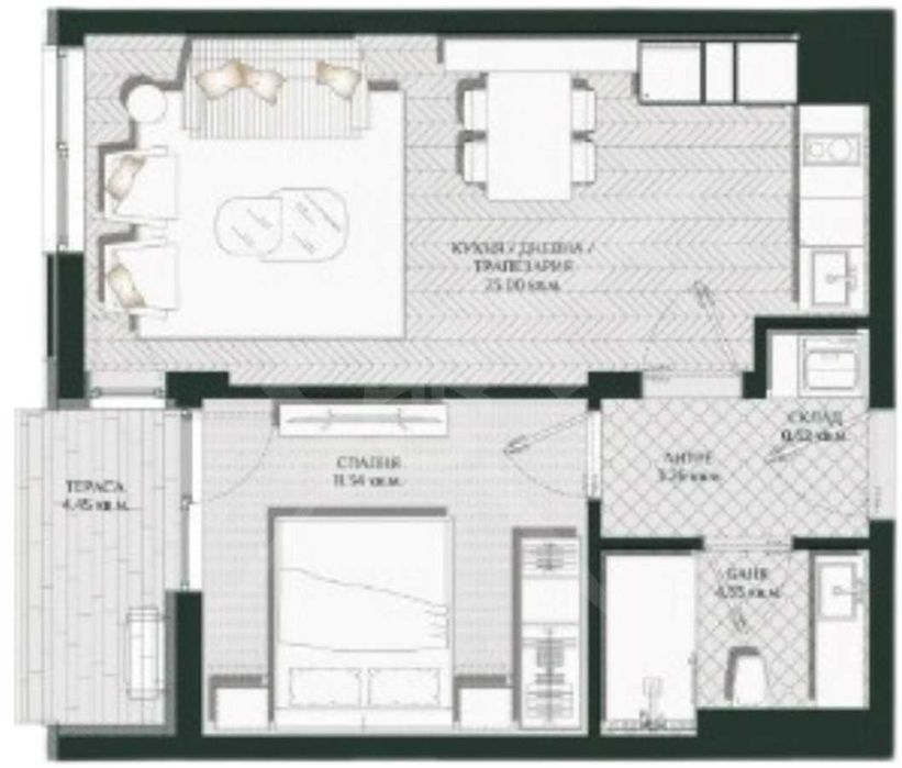 Продава се Двустаен апартамент в Бургас, Изгрев - 60 кв.м за 1384 €/кв.м - Снимка #1