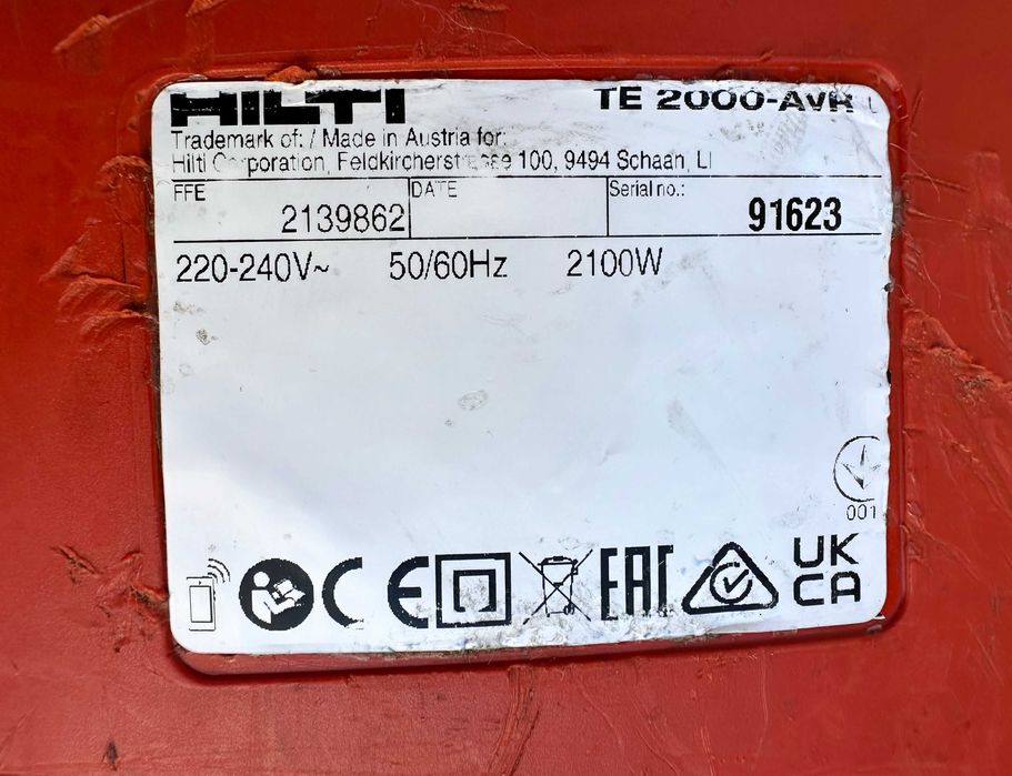 Hilti TE 2000 AVR - Мощен къртач 2100W 35J перфектен!
