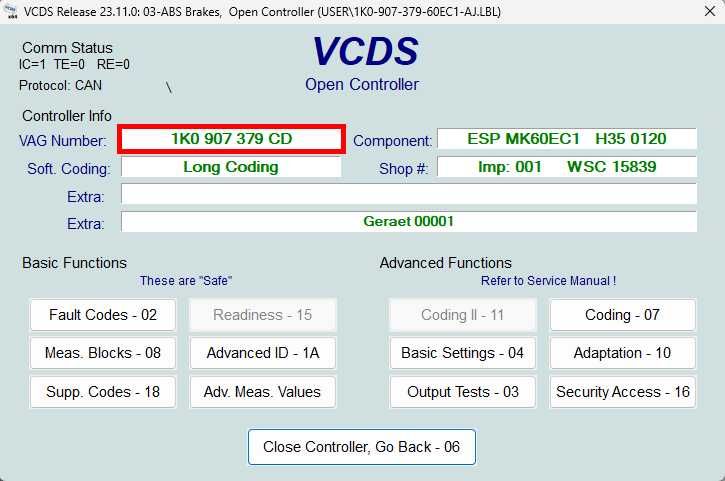 ABS - 1K0907379AD 1K0907379CD 1K0614517BD