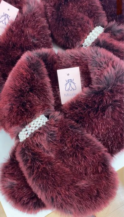 Set fular si caciula din blana, Muzky, marime universala
