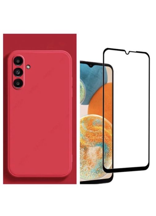 Husa Glow Case inter Alcantara si Folie Sticla Samsung A14/A34/A54/A56/A57