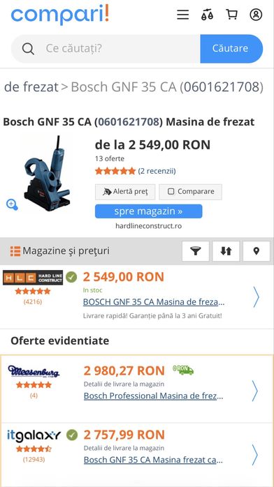 MDM vinde: Masina de frezat caneluri Bosch GNF 35 CA.