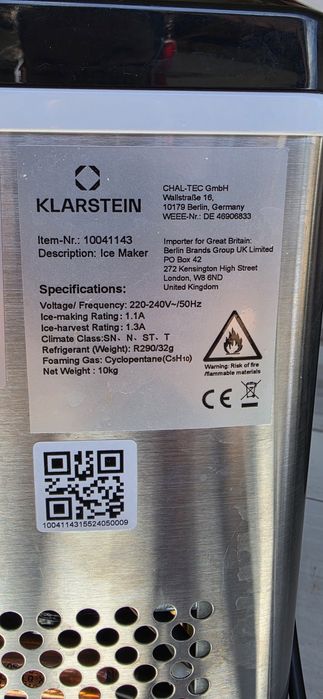 Ледогенератор Klarstein 10kg