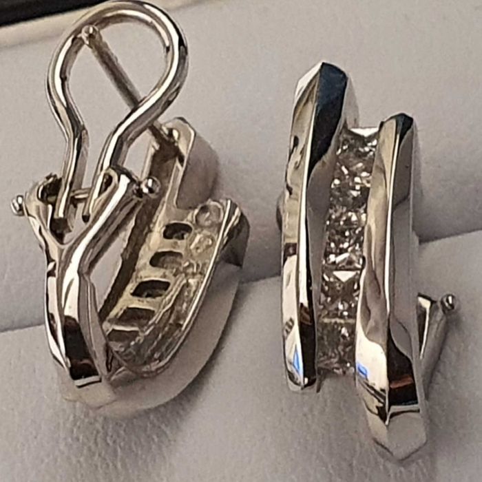 cercei aur alb 14k cu 0.75ct diamante naturale princess