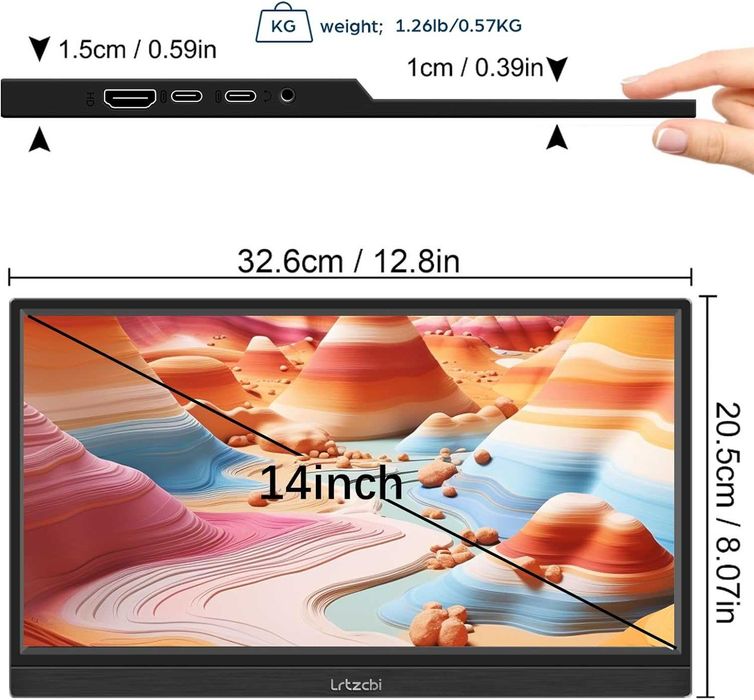 Преносим монитор с тъчскрийн 14-инчов HDR 1080P IPS екран