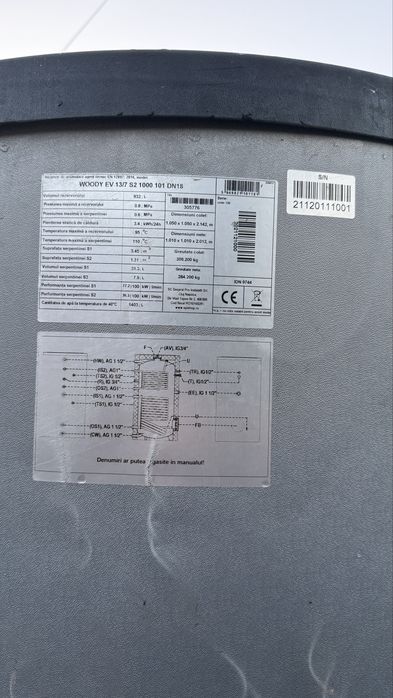 Rezervor de Acumulare / Puffer 1000L NOU NEFOLOSIT