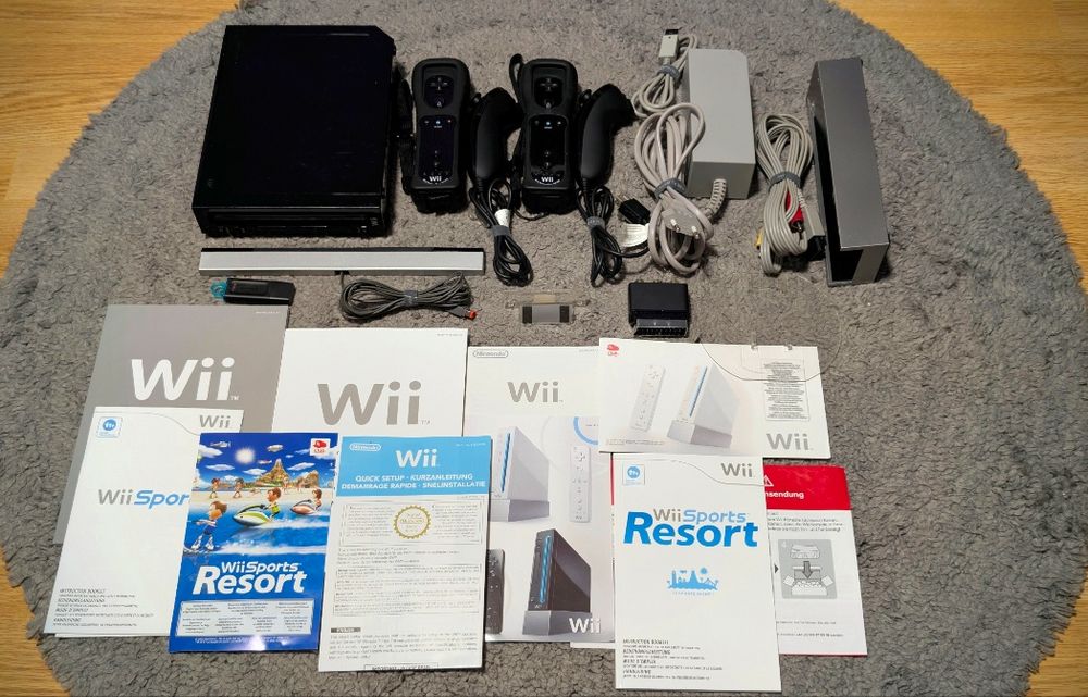Consola Nintendo Wii Black Full Box Modata 2 manete/nunchuck-uri 64gb