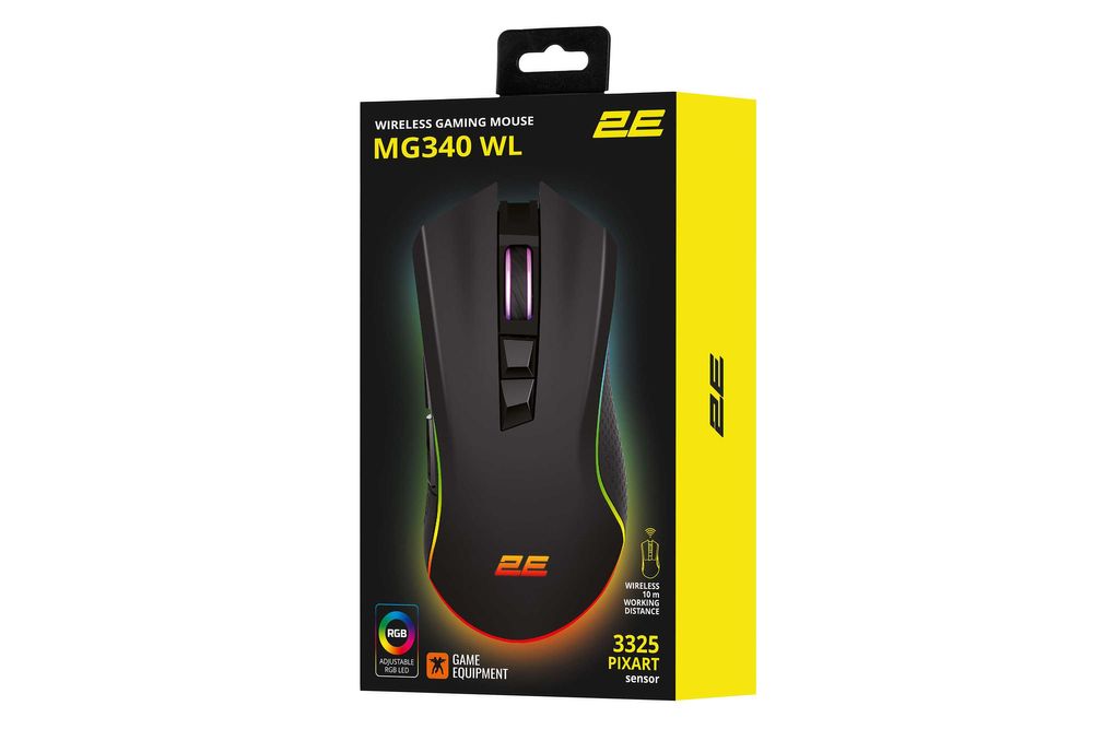 } Мышь игровая 2E Gaming MG340 WL, RGB USB Black