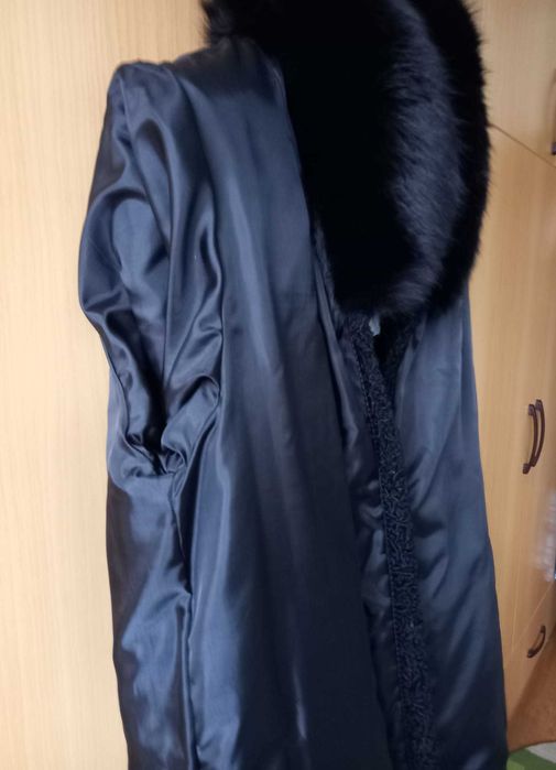 haina blana miel, guler vulpe, marime 50 [purtata o singura data]