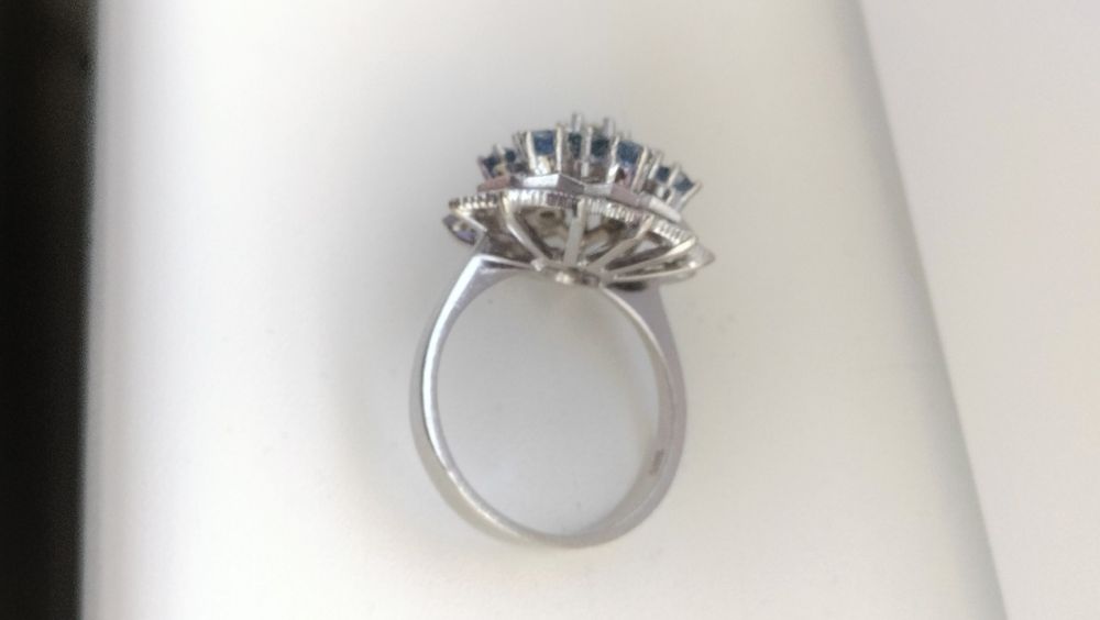 Inel aur 14k diamant și safire naturale certificat