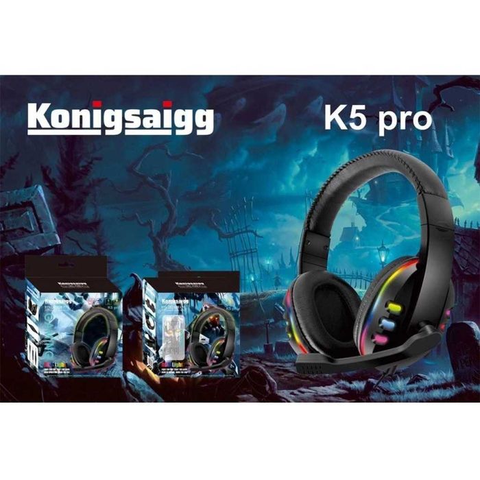 Жични слушалки с микрофон и светлинни индикатори при пускане