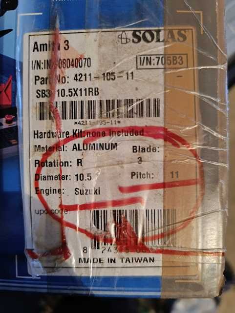 Elice Suzuki 20-30CP, Solas, 3pale 10.5 11'"