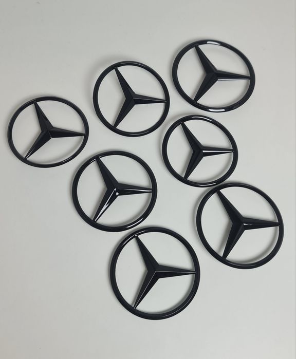 Emblema-Sigla-Logo-Stema-Stea-Haion-Spate-Neagra-Lucios-Mercedes-W204-W205-W206-W213-W214-W222-W223-W292-W167-C167-C257-C-E-S-Class-CLS-GLE-Coupe