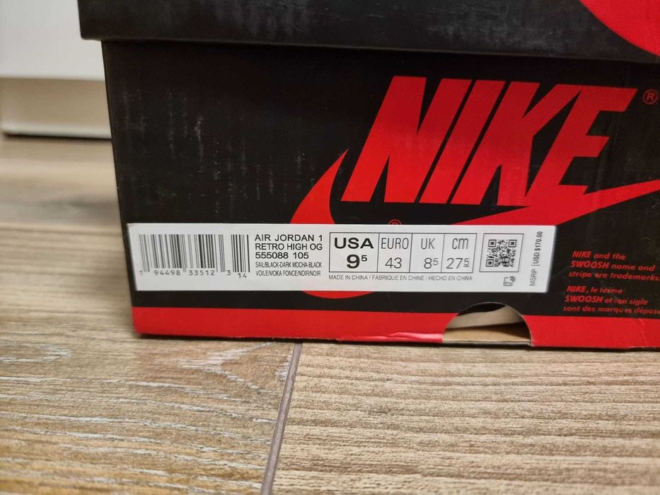 Air Jordan 1 Retro High OG "Dark Mocha" Leather/Polyester/Rubber