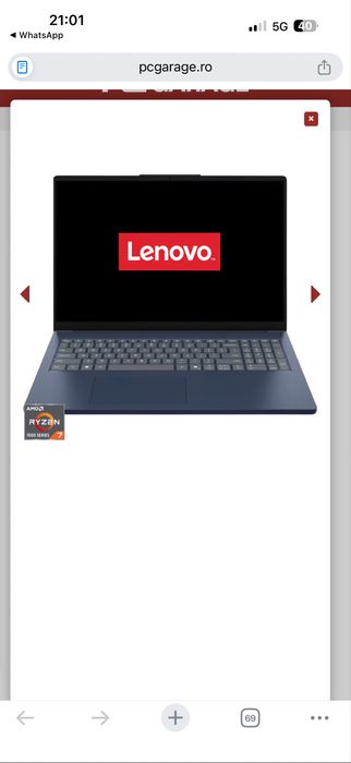 Laptop Lenovo IdeaPad Slim 3 Ryzen 7 7735HS 16GB ddr 5 1TB SSD