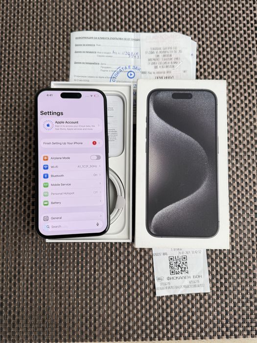 Лизинг 37лв/м iPhone 15 pro BLACK айфон 15 про 128 черен