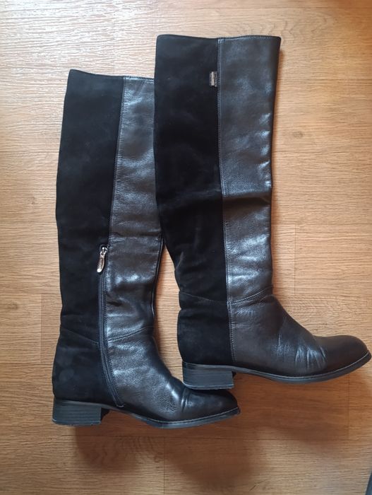 Сапоги из натуральной кожи с замшей 39 размера