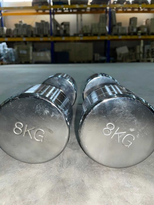 Set de 2 Gantere cromate cu greutate fixa 16 KG - 2x8 KG