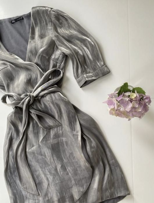 Rochie metalica argintie Zara