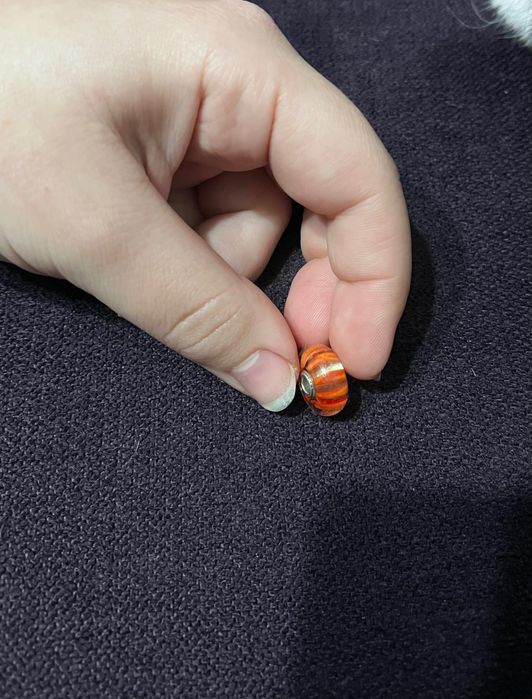 Pandantiv Trollbeads, pentru bratara, sticla murano si argint