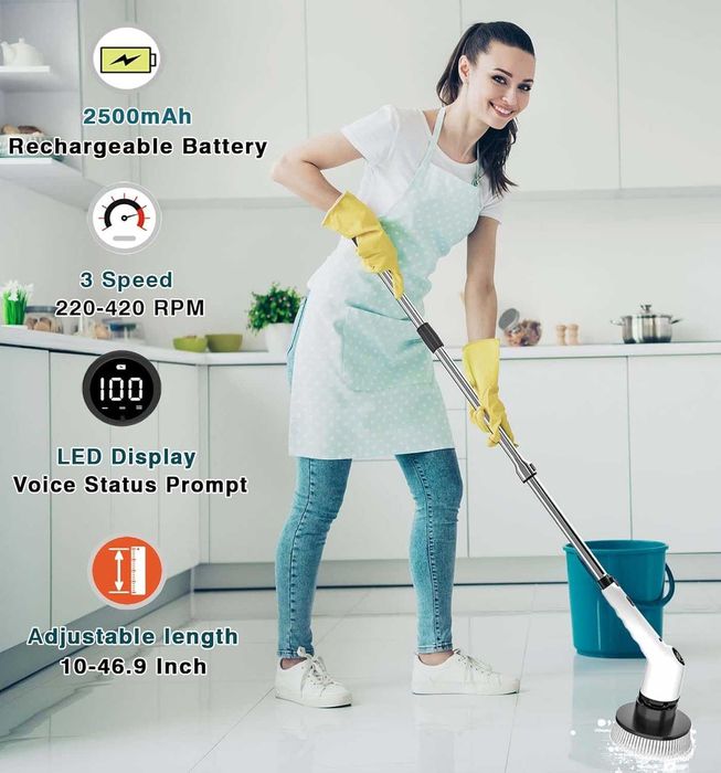 НОВ MGLSDeet 9 в 1. БЕЗЖИЧЕН, преносим, мощен скрубер 9 сменяеми глави