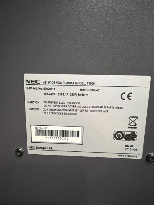 Телевизор nec , plasma T1000