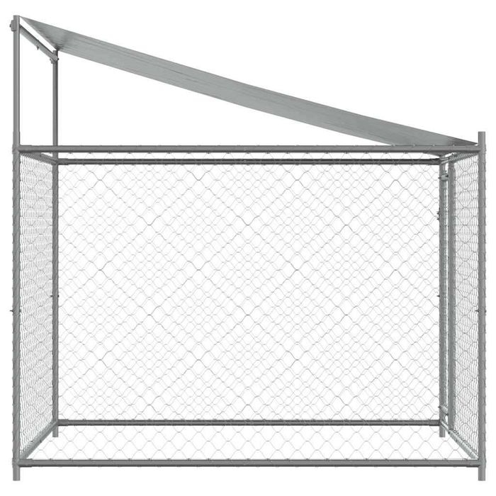 Cușcă pentru câini cu acoperiș și ușă 2x2x2 m, gri oțel galvanizat VidaXL