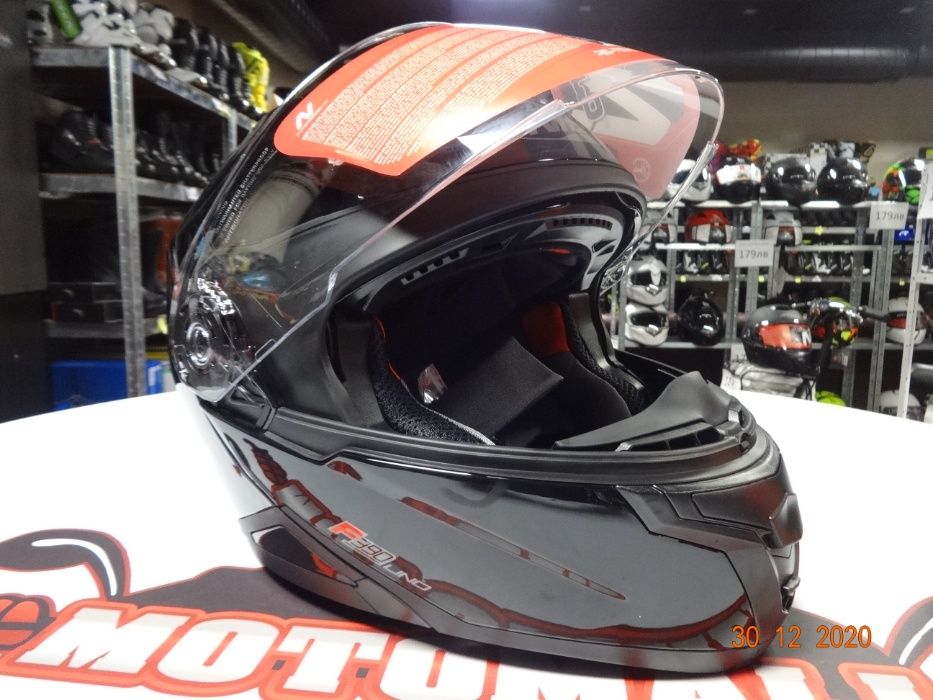 Нов Модел! 2021 Модуларна Мото Каска NITRO F 390 UNO черен гланц