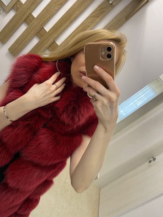 vestă de blană de vulpe arctică