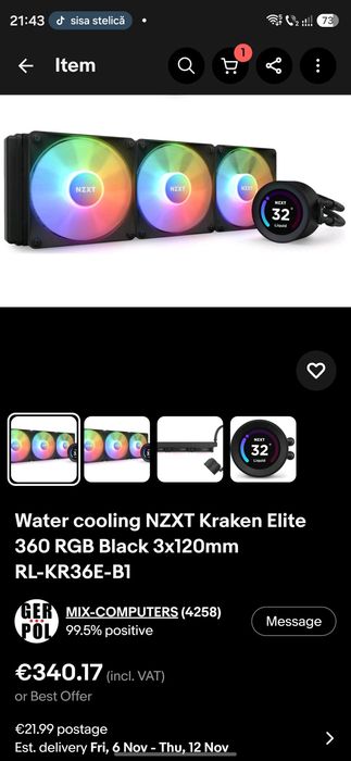 Nzxt Kraken Elite 360 rgb negru