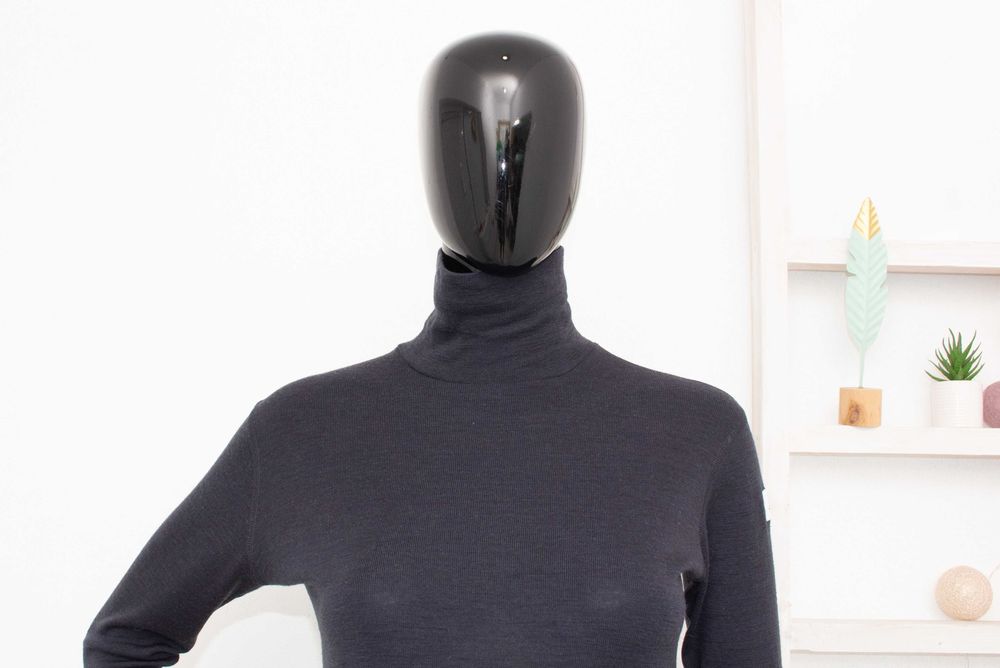 Janus дамска блуза от мериносна вълна сива поло яка термо бельо S