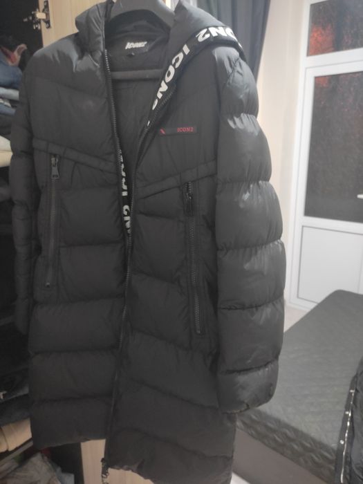 Черно дълго мъжко яке