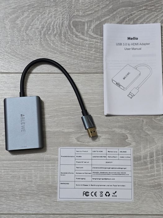 Adaptor USB la HDMI 1080p Full HD – Nou, Negru