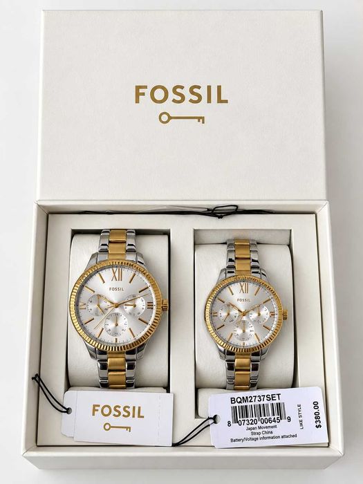 Fossil Rye BQM2737SET – set ceasuri damă + bărbat, NOI, cutie și etichete originale
