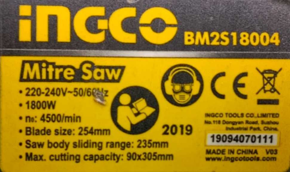 торцовочная пила. Tarsofka 254 ineco BM2S18004