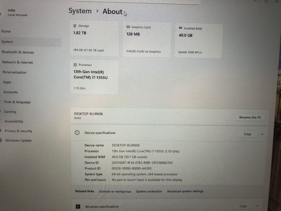 Laptop lenovo profesioanl