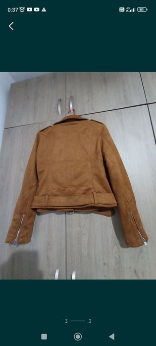 Geaca tip biker maro catifea