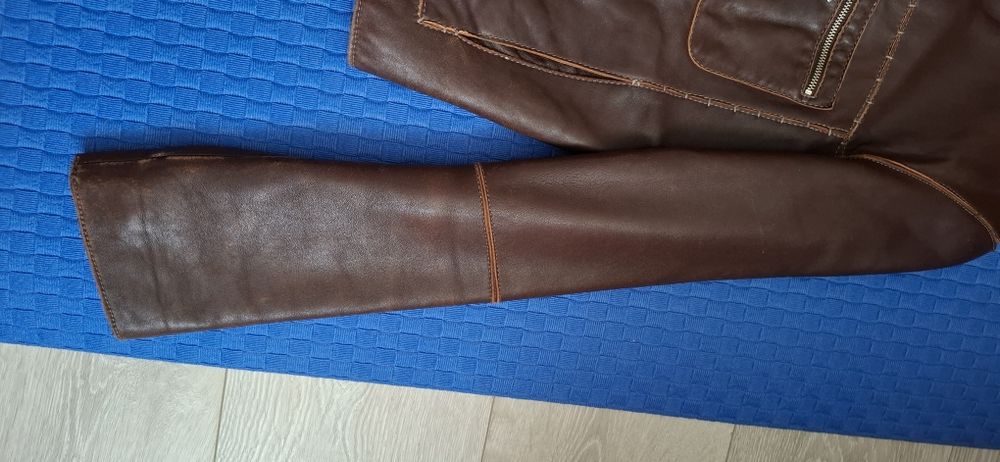 Geaca de piele naturala maro