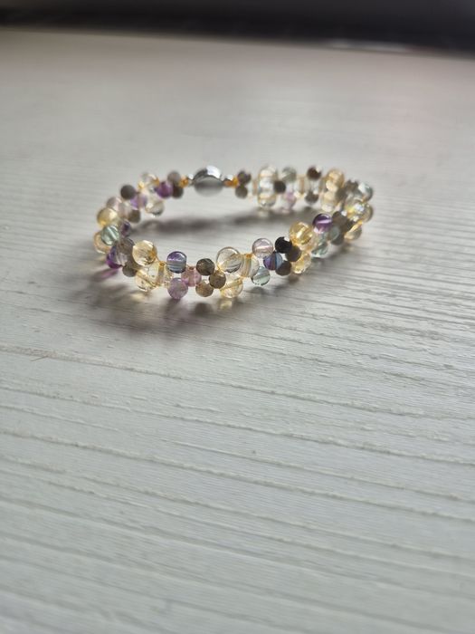 Bratara citrin fluorit cuart transparent si labradorit (20 cm)