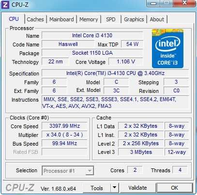 Процессор Intel Core I3 4130 LGA 1150