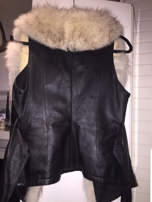 Естествена кожа елек лисица