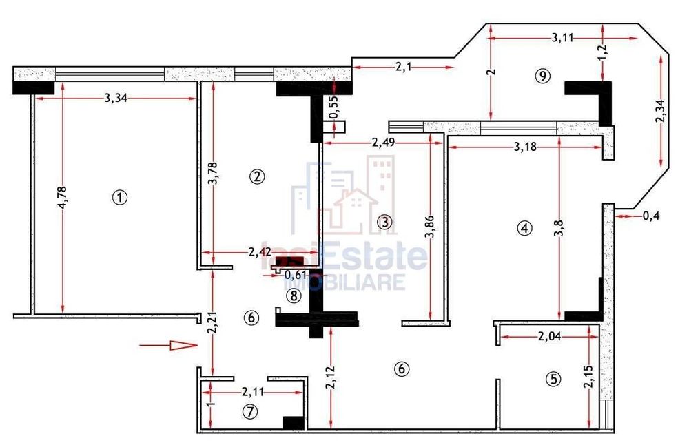 Pacurari - Apartament cu 3 camere 78 mp decomandat 2 bai — fotografia 1