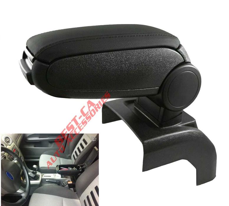 Кожен черен подлакътник за Форд Фокус 2 / Ford Focus Mk2 (2004-2010)