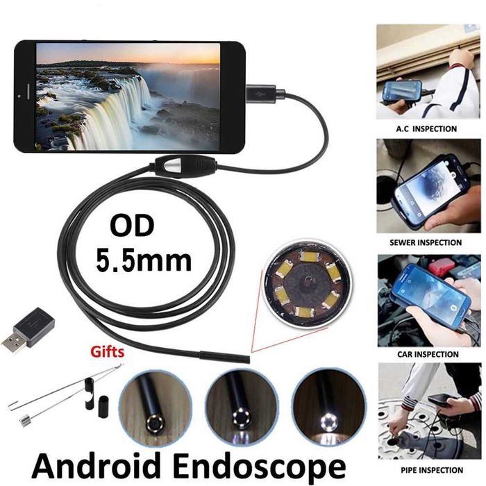 Водоустойчив ендоскоп 1.5/3.5 метра, φ5.5мм за Андроид и windows