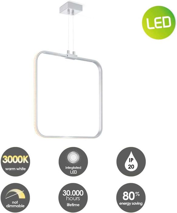 Lampă suspendată cu LED, Home sweet home QUAD, 35 cm - Gri Argintiu