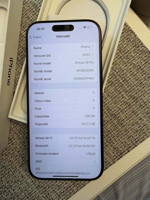 Vand iphone 16 pro 128GB