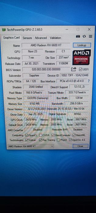 Компютър геймърски  ryzen 5600x ,rx 6600xt ,16 рам 3000mhz, захр.650+