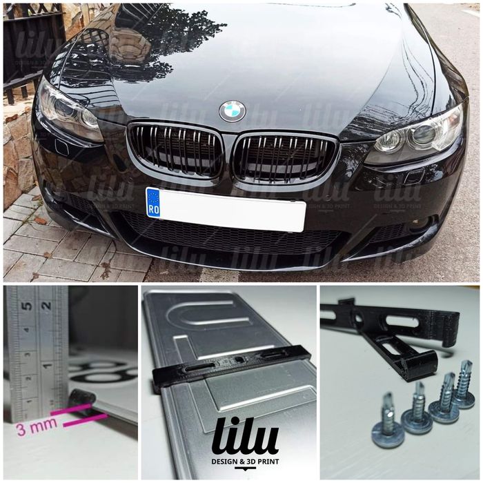 Suport slim negru numar placuta de inmatriculare auto masina suporti